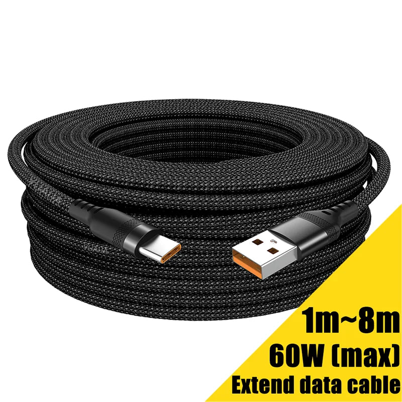 chtun Extra Long 3M 5M 8M USB-C Fast Charging Cable 5A | Braided Cord Huawei Xiaomi Vivo Oppo