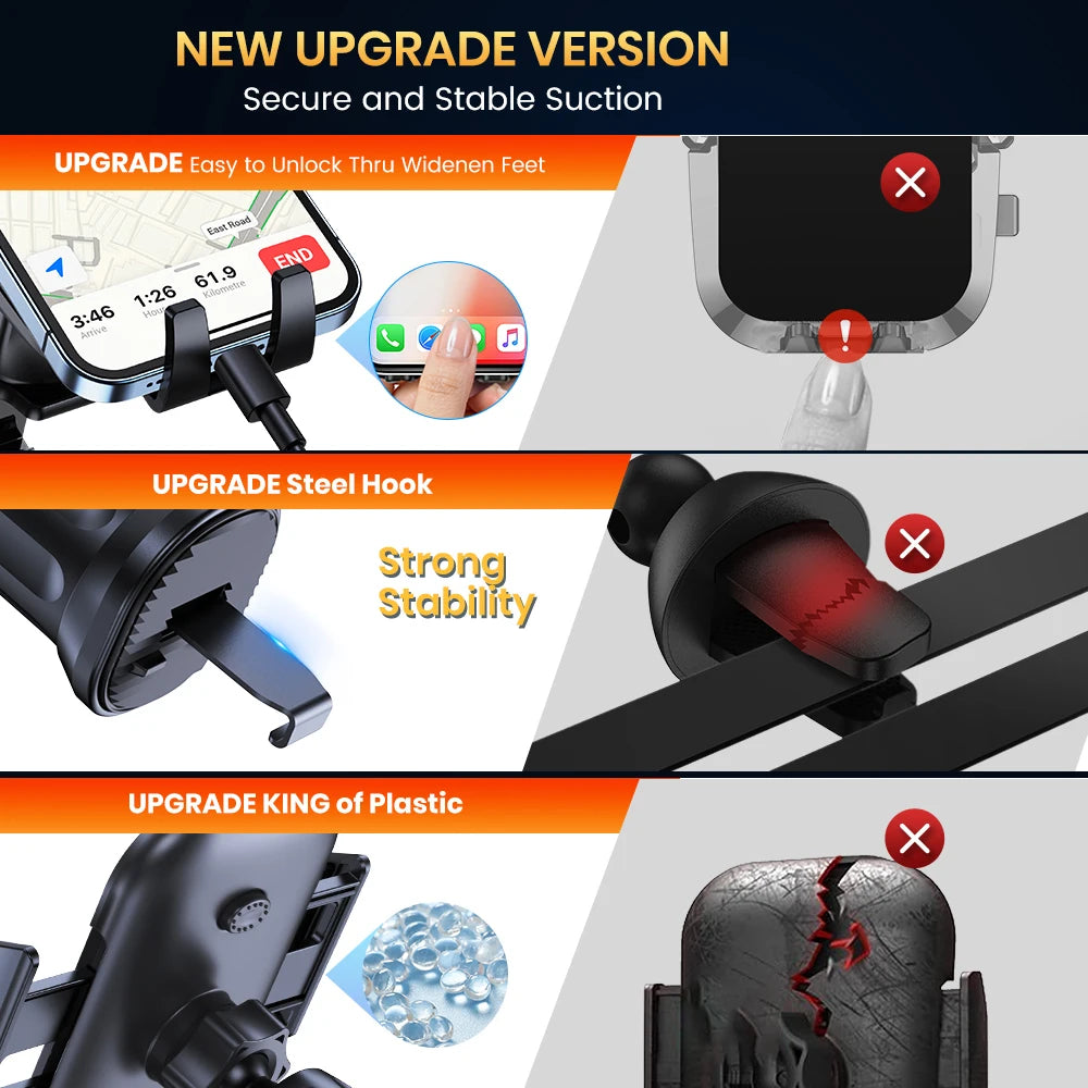 TOPK Auto-Lock Car Phone Holder – 360° Air Vent Mount for iPhone & Samsung