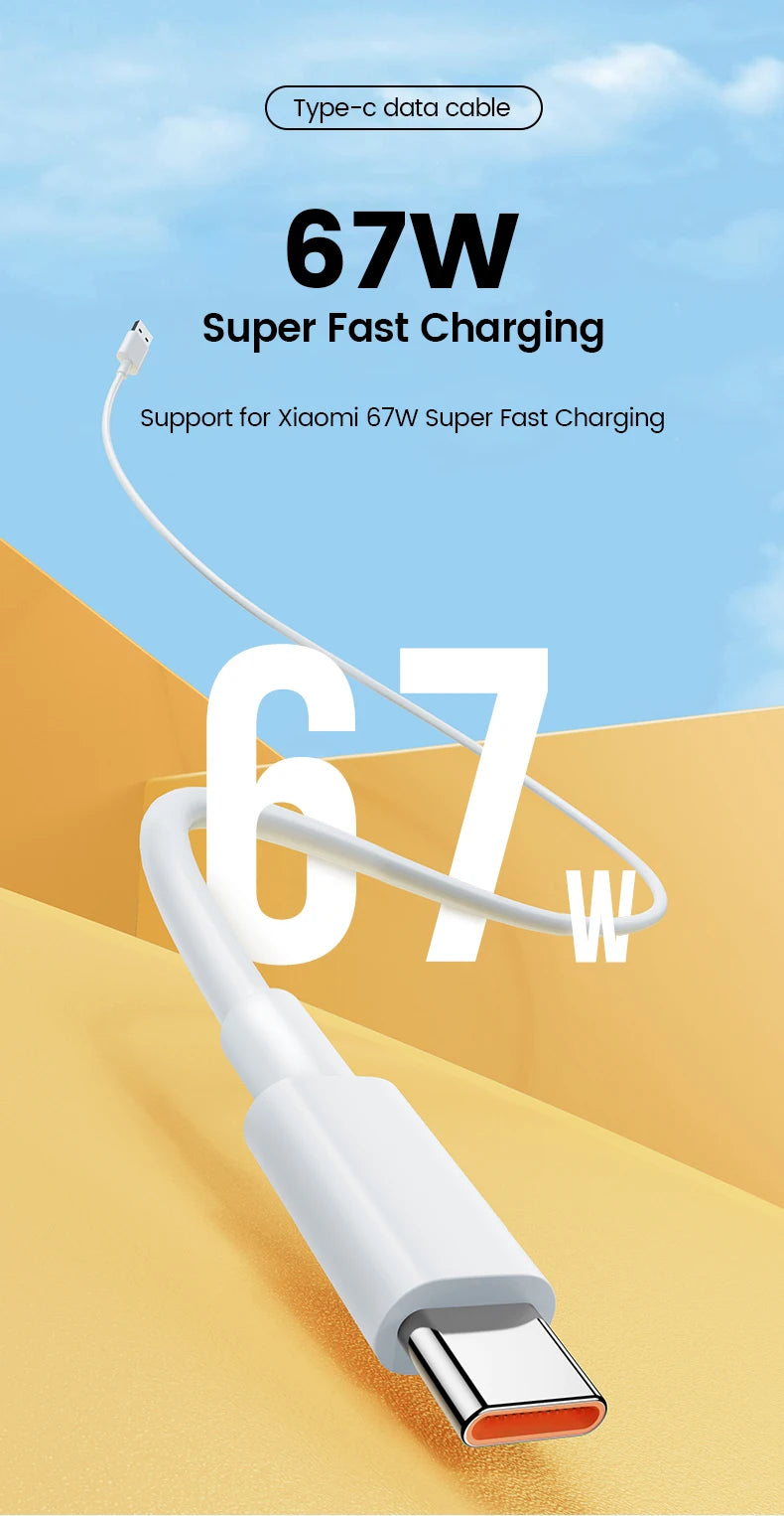 Xiaomi 67W USB Fast Charger & Cable for Poco Redmi Note — Xiaomi 67W Fast Charger