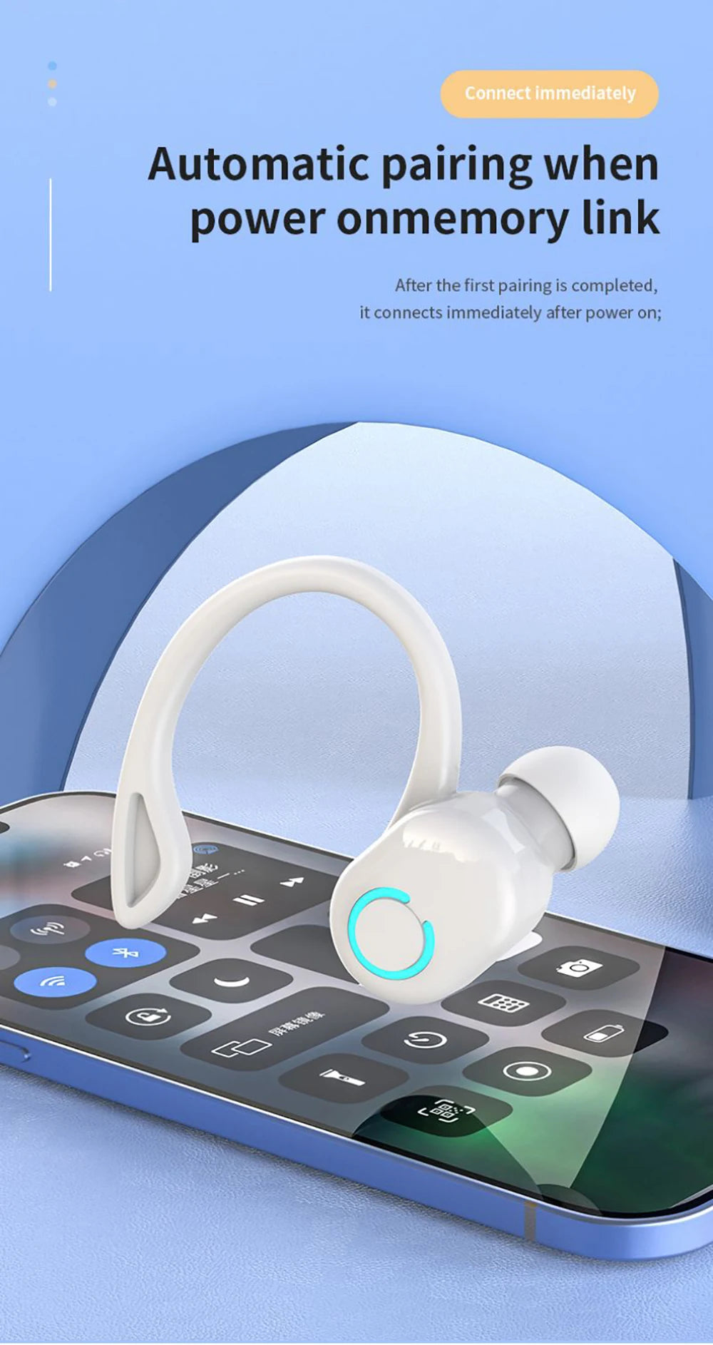 Active Noise Cancellation Wireless Ear Hook Headset