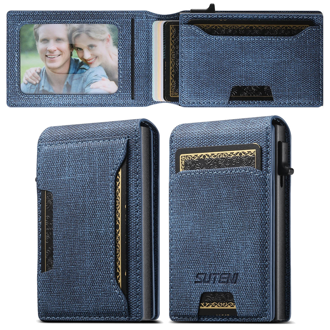 PU Leather Magnetic Card Holder Wallet Kickstand 12-Card