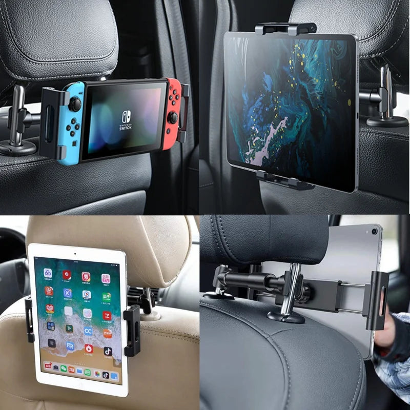 Car Headrest Tablet Phone Mount – Back Seat Holder for iPad & 4.7–13" Devices
