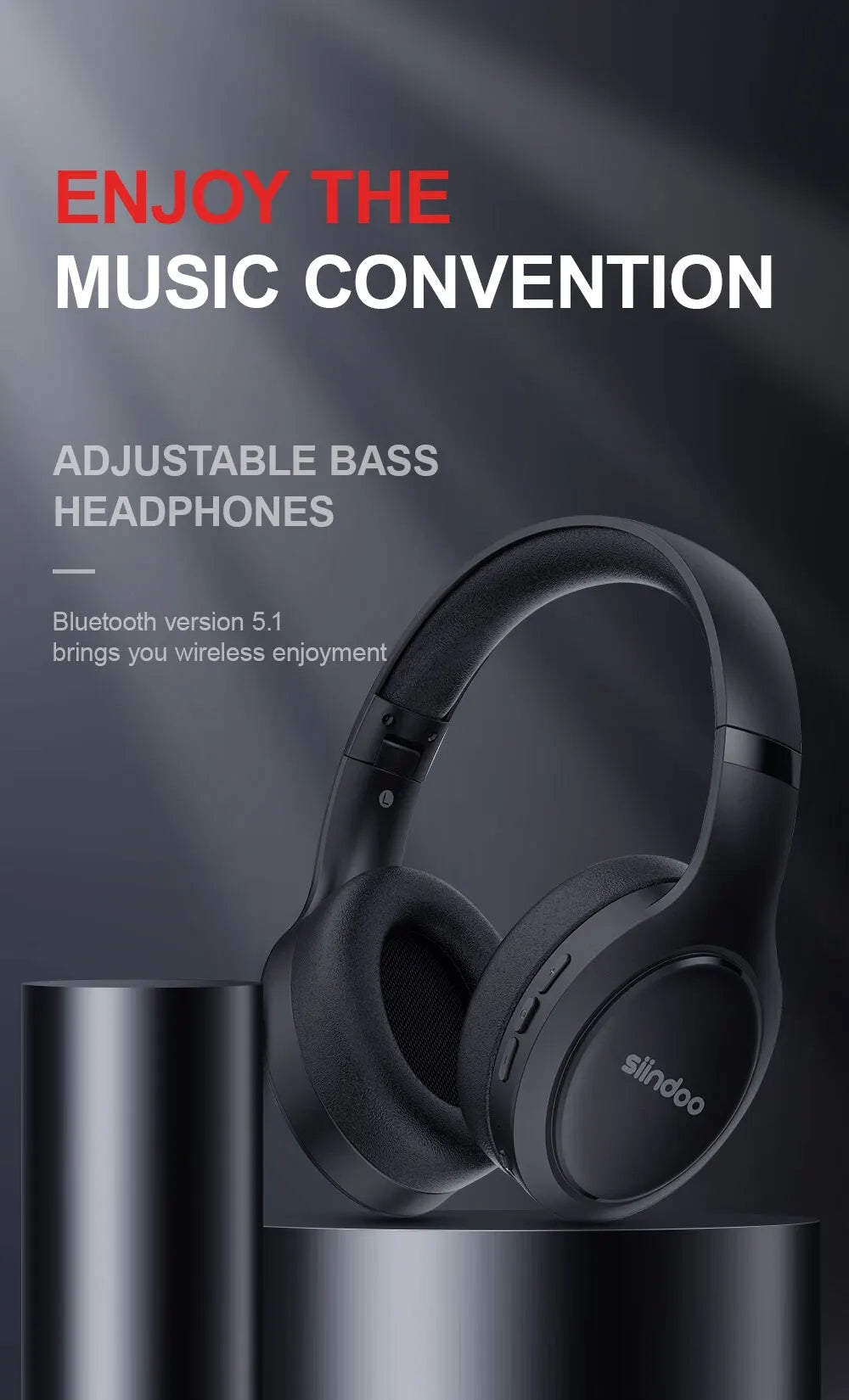 Siindoo JH-919 Wireless Headphones: Long-Lasting Battery & Deep Bass
