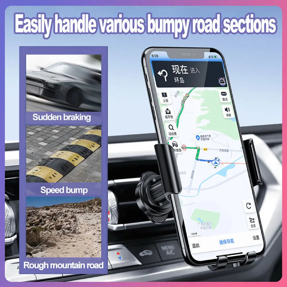 Gravity Car Phone Holder - Air Vent Mount and Auto-Clamp