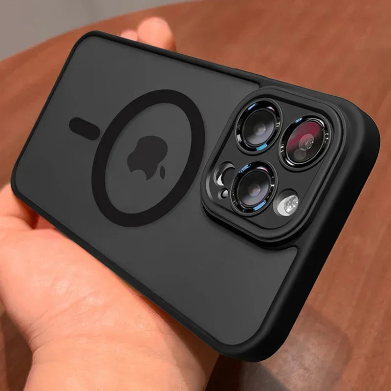 Magnetic Luxury Lens Protector Matte Translucent MagSafe Case | iPhone 17–11 Pro Max Shockproof Cover
