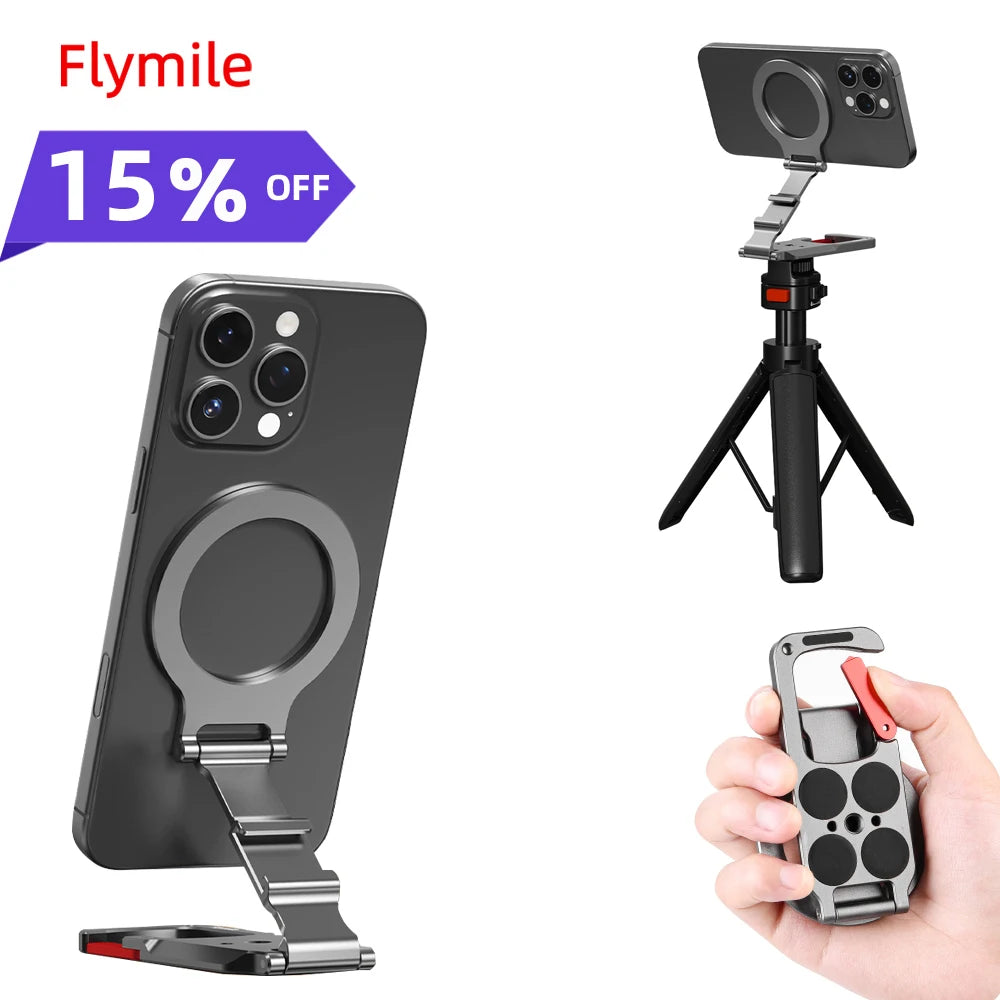 Flymile Magnetic Carabiner Phone Holder – MagSafe Tripod Handle for iPhone 17