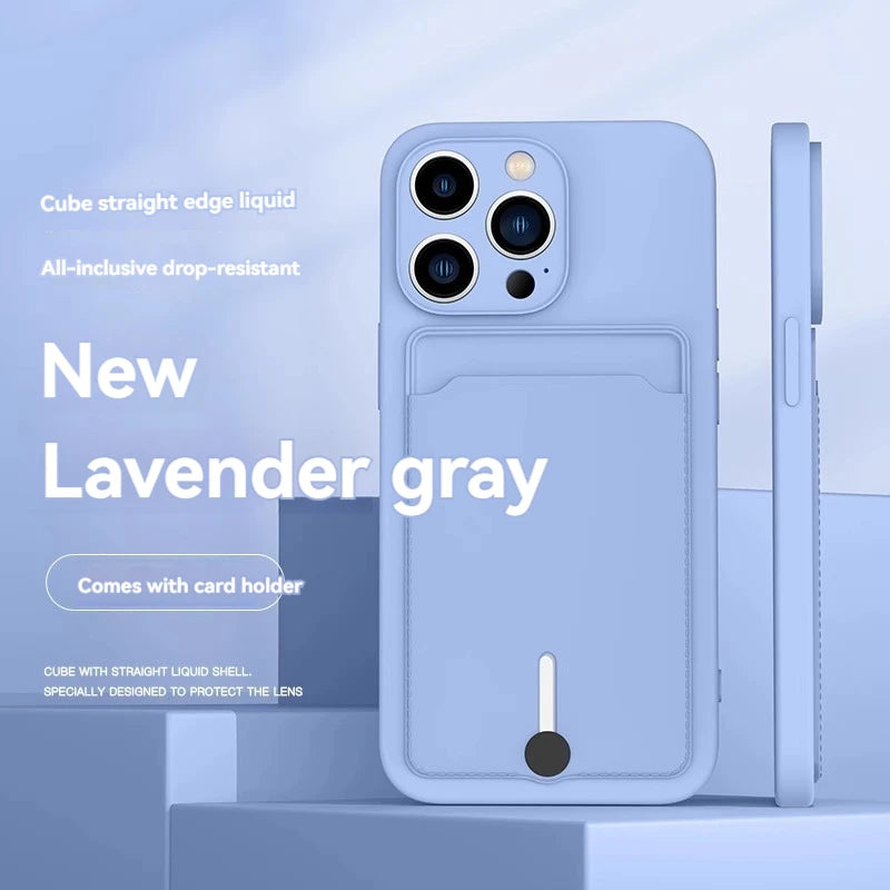 Clear TPU Phone Case with Card Slot iPhone 11-16 Pro Max