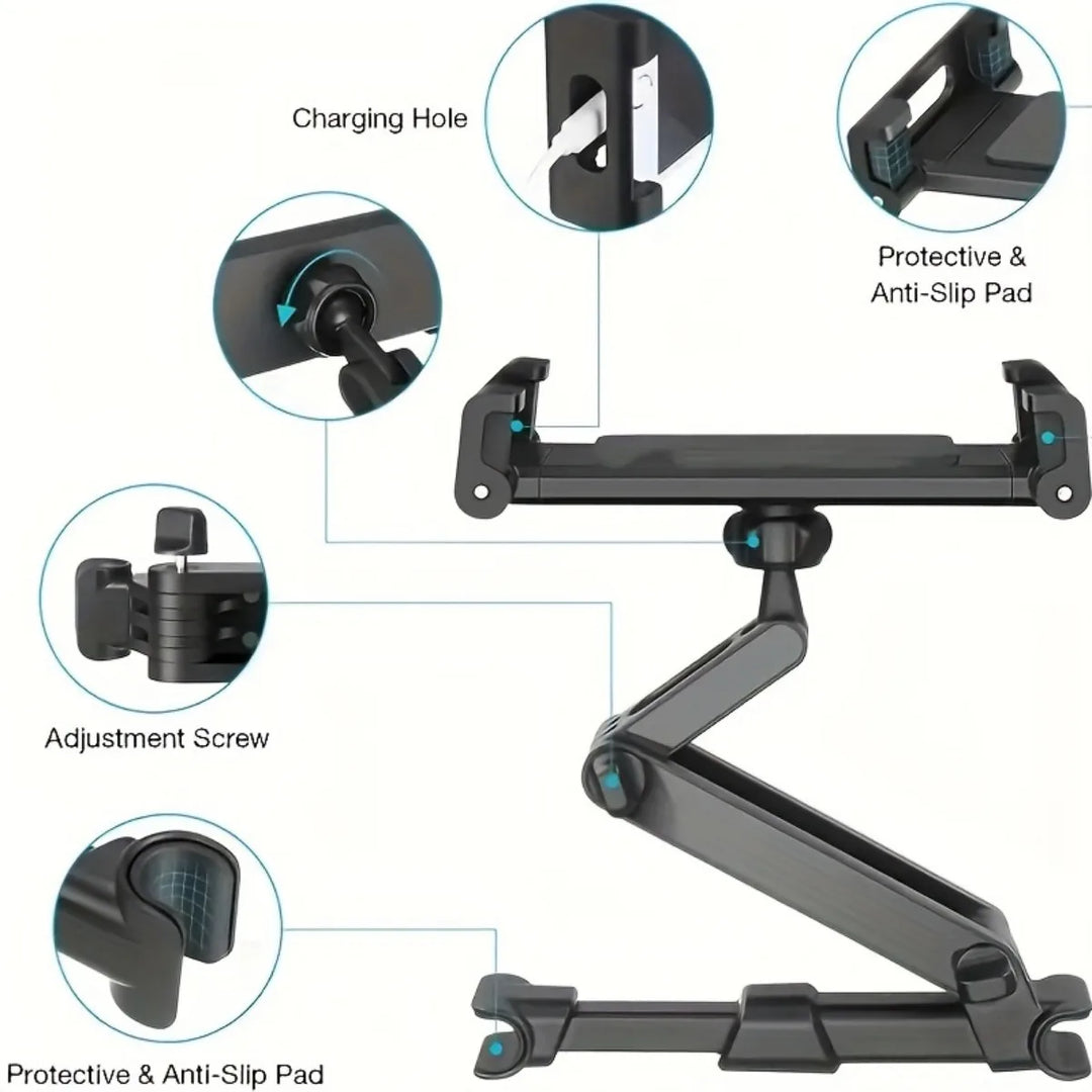 Car Headrest Tablet Holder | Adjustable Backseat Mount for iPad 4.7–12.9" | XMSJ