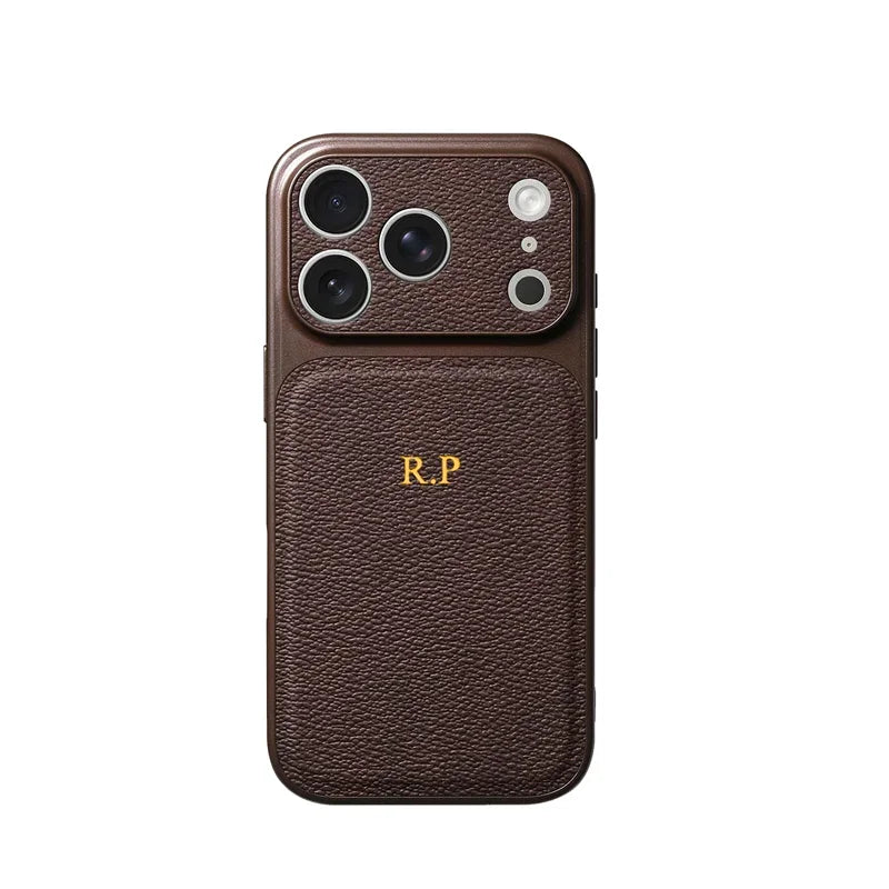 Custom Initial Letter Leather Case for iPhone 17 16 15 — luxury leather case for iPhone