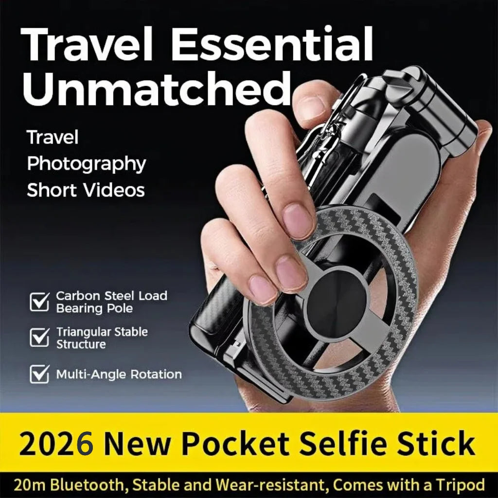 4-in-1 Magnetic Selfie Stick Bluetooth Remote 360° Rotation