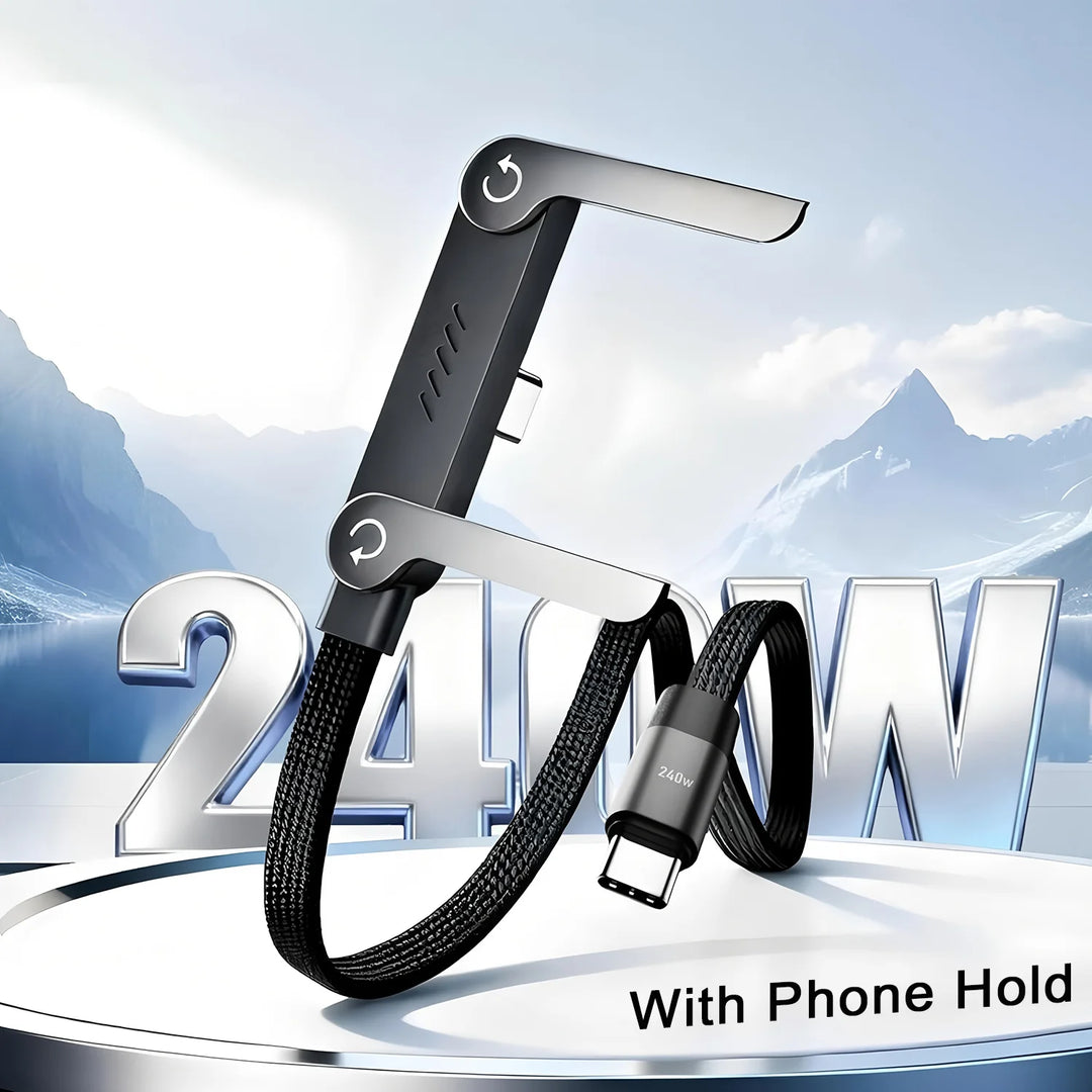 BESY 2-in-1 Type-C Cable Phone Holder – 240W Fast Charging Bracket
