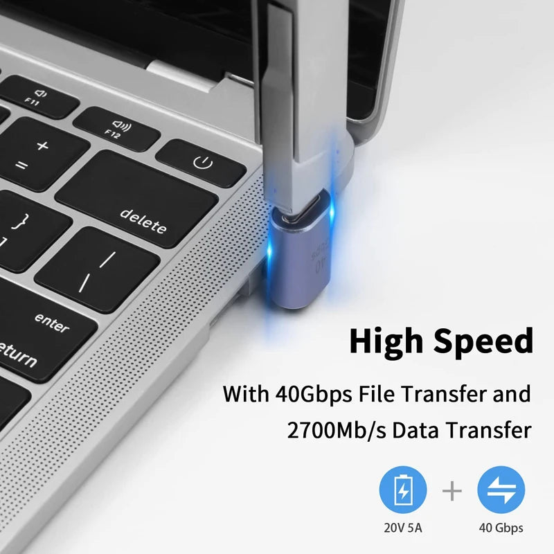 USB4 40Gbps 90° OTG USB-C Adapter | 100W 8K 60Hz Data Converter for MacBook iPad iPhone