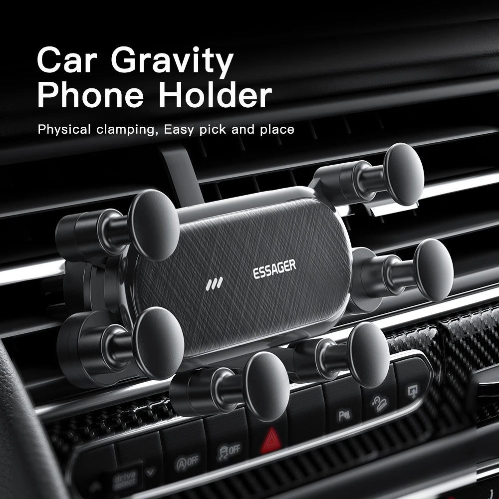ESSAGER Gravity Car Phone Holder | Air Vent Mount 6-Point Grip for iPhone 14 13 Samsung Xiaomi