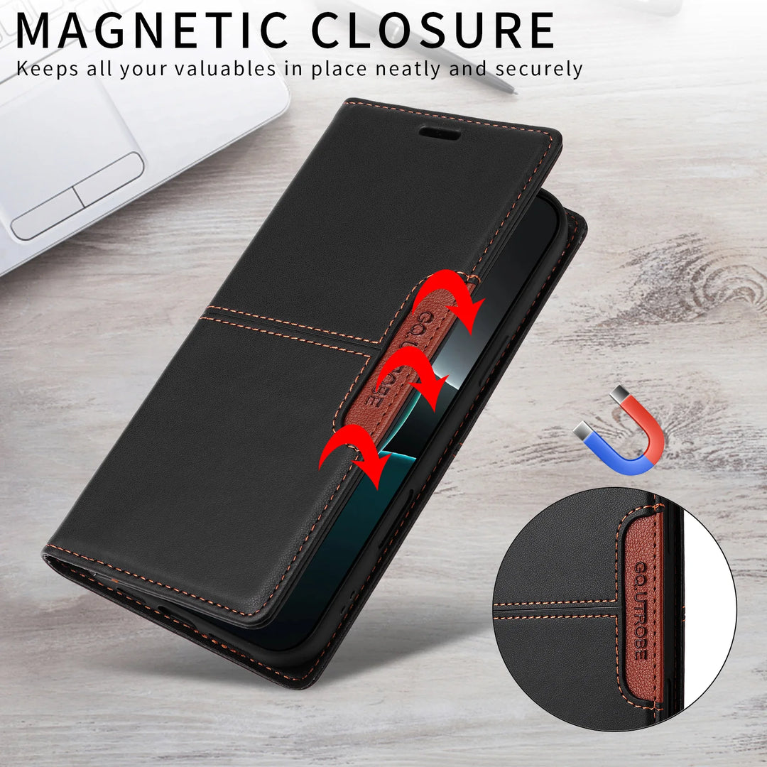 Magnetic Leather Flip Wallet Case Card Slot iPhone 11-17