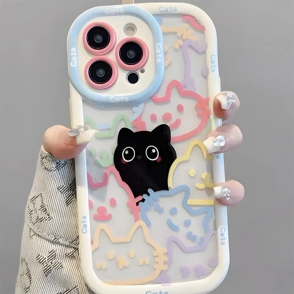 Cute Cat iPhone 7-17 Pro Max Case | Soft Cartoon Design | JEFF's Favorite Picks