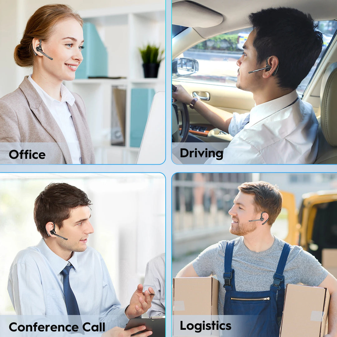 New Bee M51 Wireless Bluetooth Headset with Dual-Mic CVC8.0 Noise Cancelling for Professionals