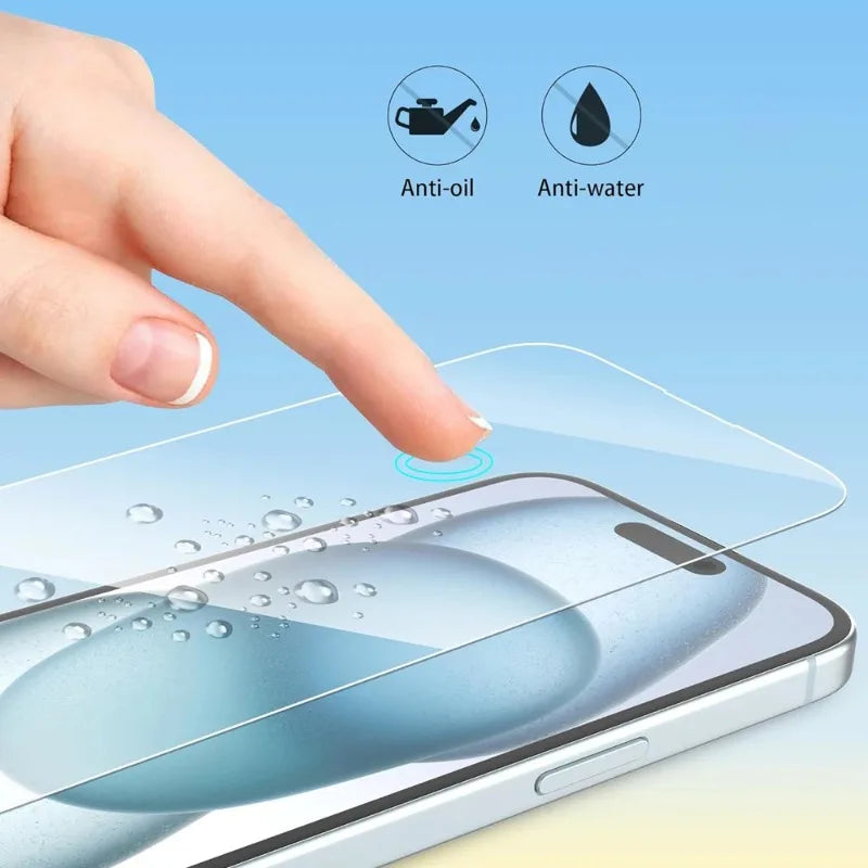 Clear Tempered Glass iPhone Screen Protector | Anti-Fingerprint Film iPhone 17 16 15 14 13 12 11