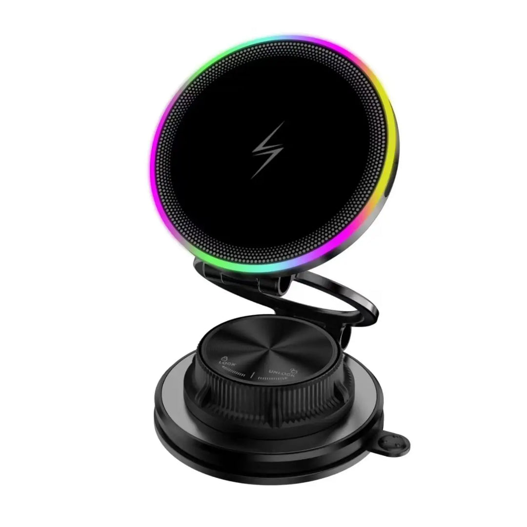 KEBETEME 15W Wireless Charging Car Mount – Vacuum Suction Magnetic Phone Holder