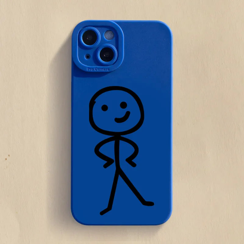 Cartoon Matchman iPhone Case | Funny Cute Matte TPU Shockproof Cover iPhone 15–7 XR XS SE