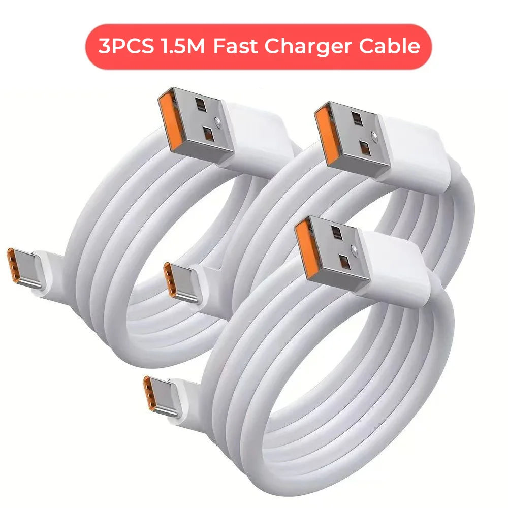 NNBILI 3-Pack 100W 6A USB-C Fast Charging Cable | Quick Charge Data Cord CE FCC RoHS Certified