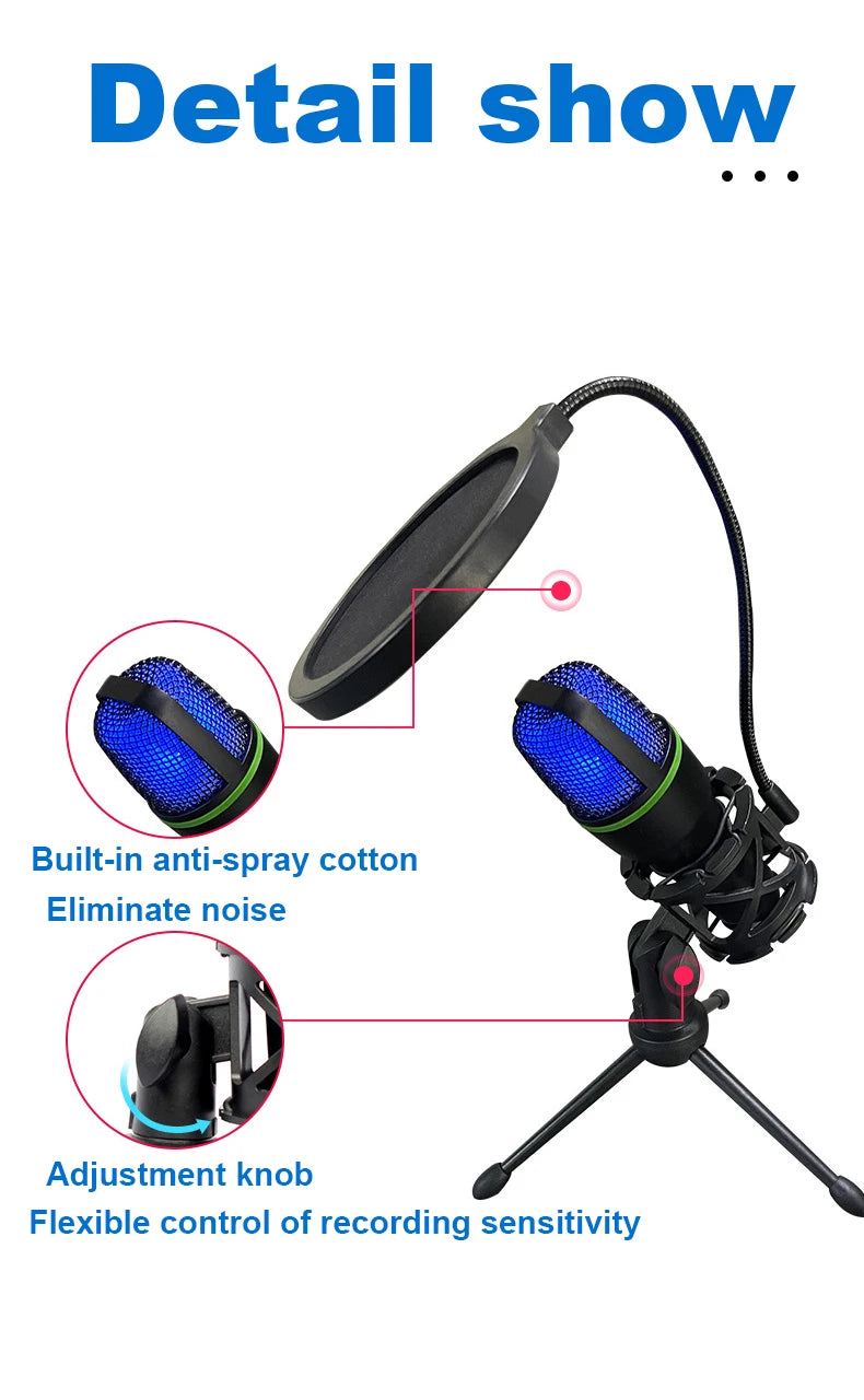 Lefon USB Condenser Microphone for Streaming and Podcasting