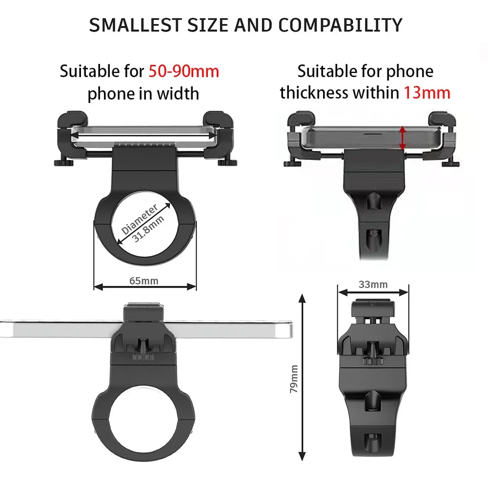 UPPEL Mini Bike Phone Holder – 360° MTB Handlebar Mount 31.8mm