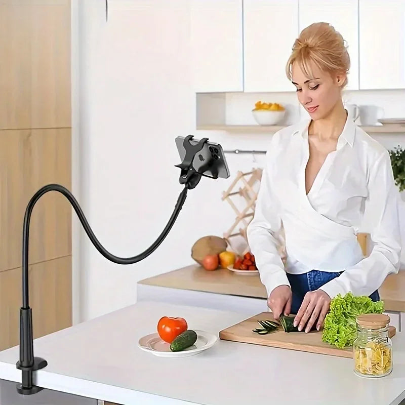 Flexible gooseneck phone holder installed on car air vent, providing 360° hands-free comfort