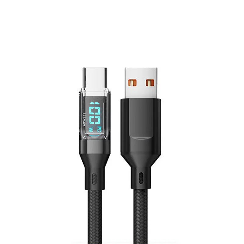 MFi Lightning Fast Charge Data Sync Cable with LCD Display — 120w lightning fast charging cable