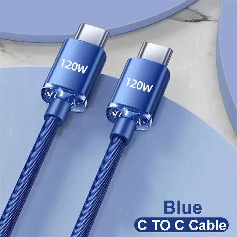 120W 6A USB-A to USB-C Fast Charging Cable | Braided Data Cord Xiaomi Oppo Samsung PD Quick Charge