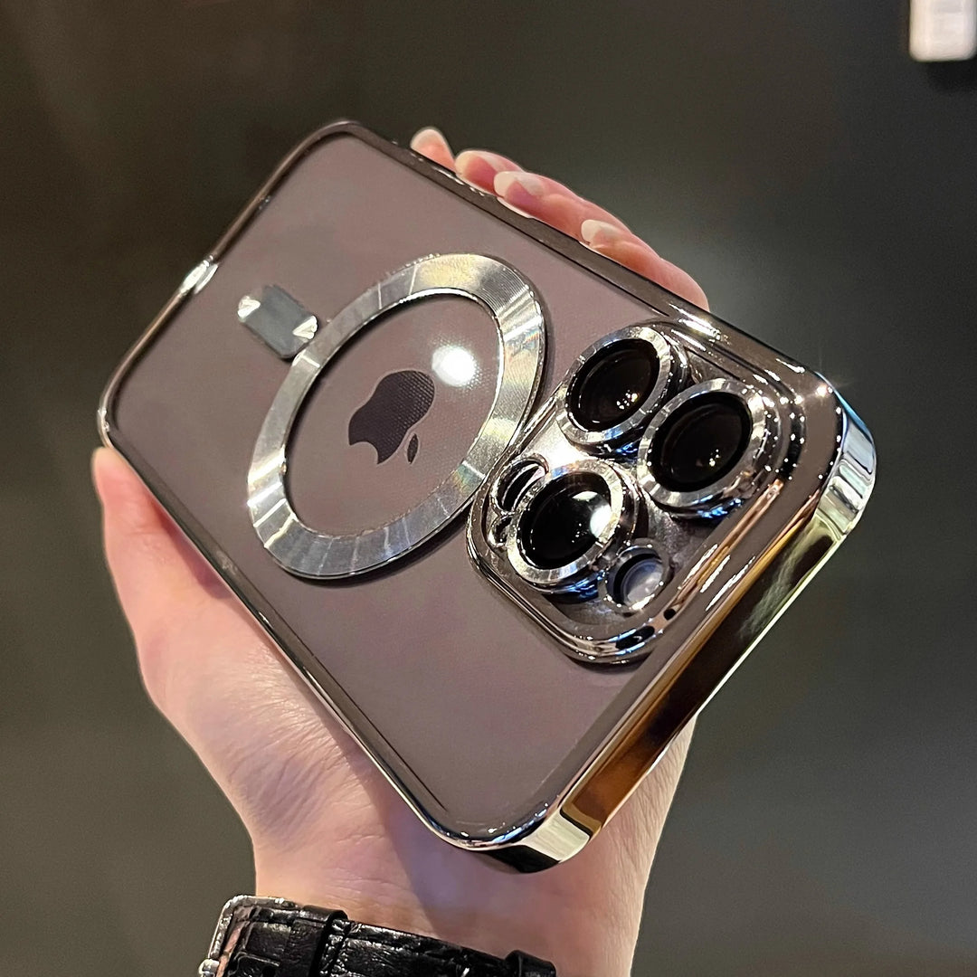 QIXTWO Luxury Plating Clear MagSafe iPhone Case | Magnetic Shockproof Transparent Cover iPhone 17–11