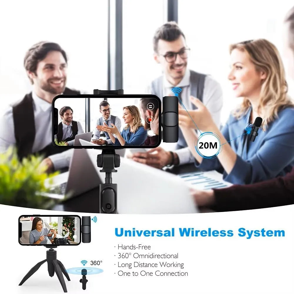 Lenovo Wireless Lavalier Microphone | Mini Clip-On Mic for iPhone Android Live Stream