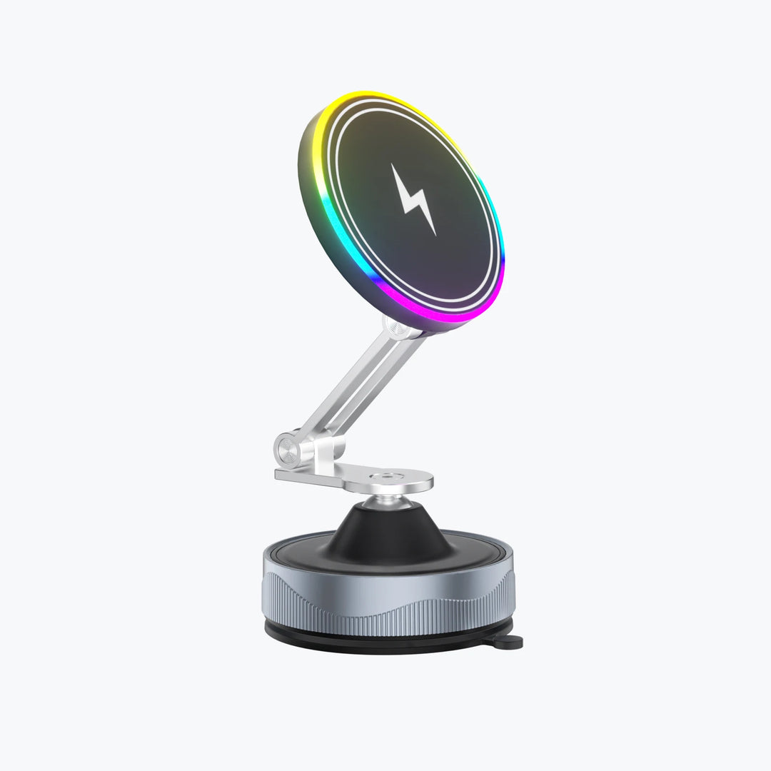 KEBETEME 15W Wireless Charging Car Mount – Vacuum Suction Magnetic Phone Holder