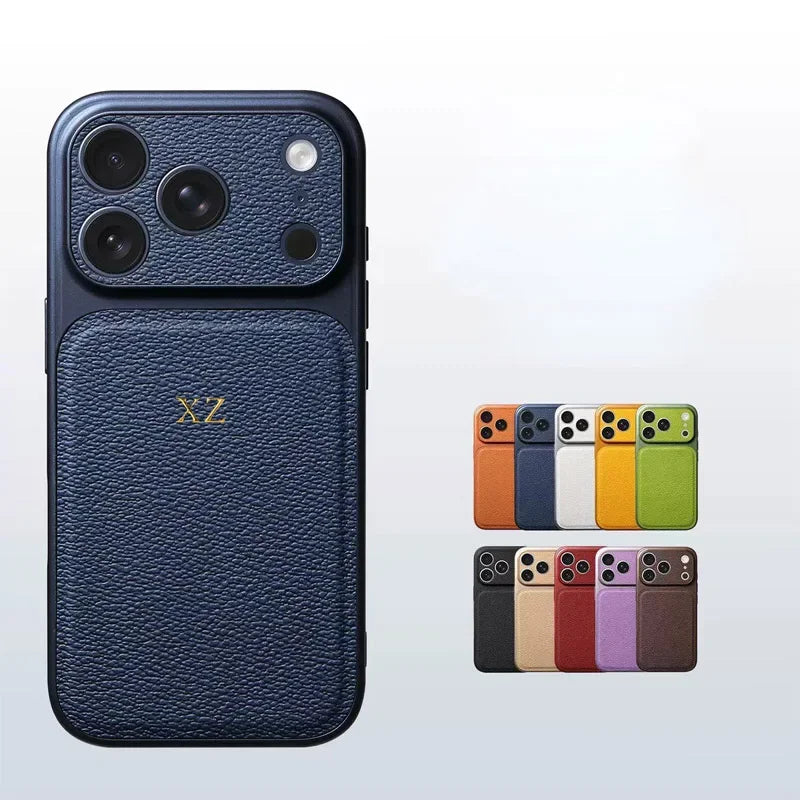 Custom Initial Letter Leather Case for iPhone 17 16 15 — luxury leather case for iPhone