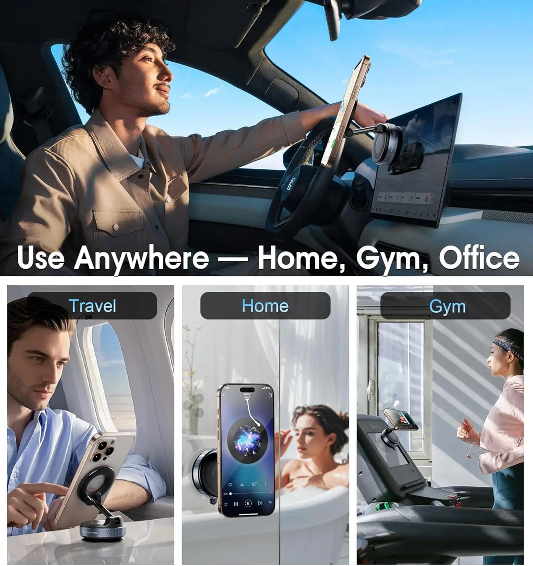Magnetic car phone mount with folding arm, image 6