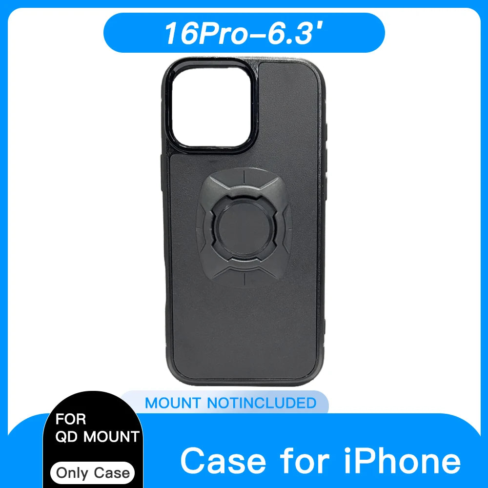 Twist Lock Motorcycle Phone Case with Quad Quick Mount for iPhone 17/16/15/14 Pro Max - Secure Bike Handlebar Mount
