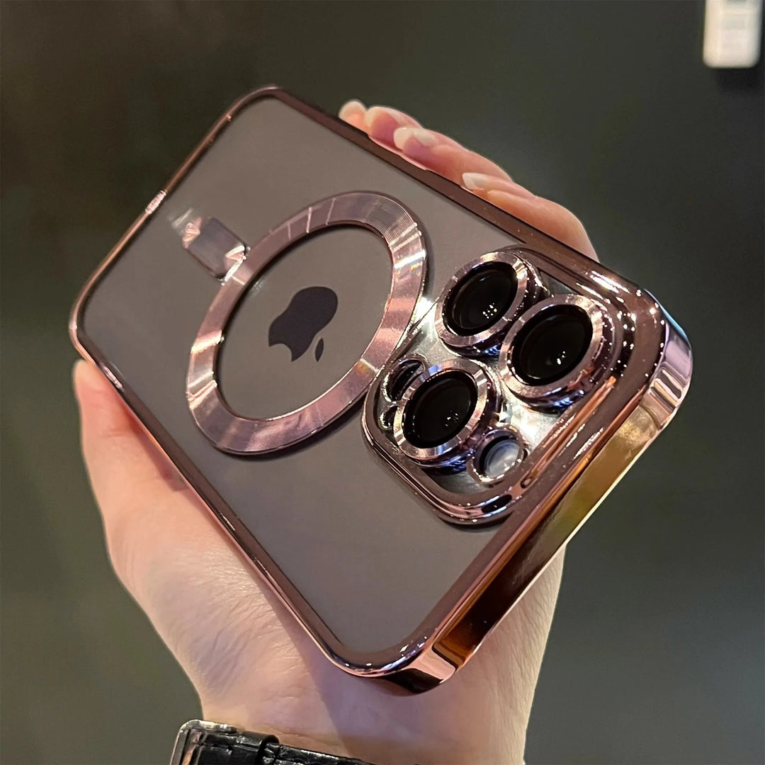 QIXTWO Luxury Plating Clear MagSafe iPhone Case | Magnetic Shockproof Transparent Cover iPhone 17–11