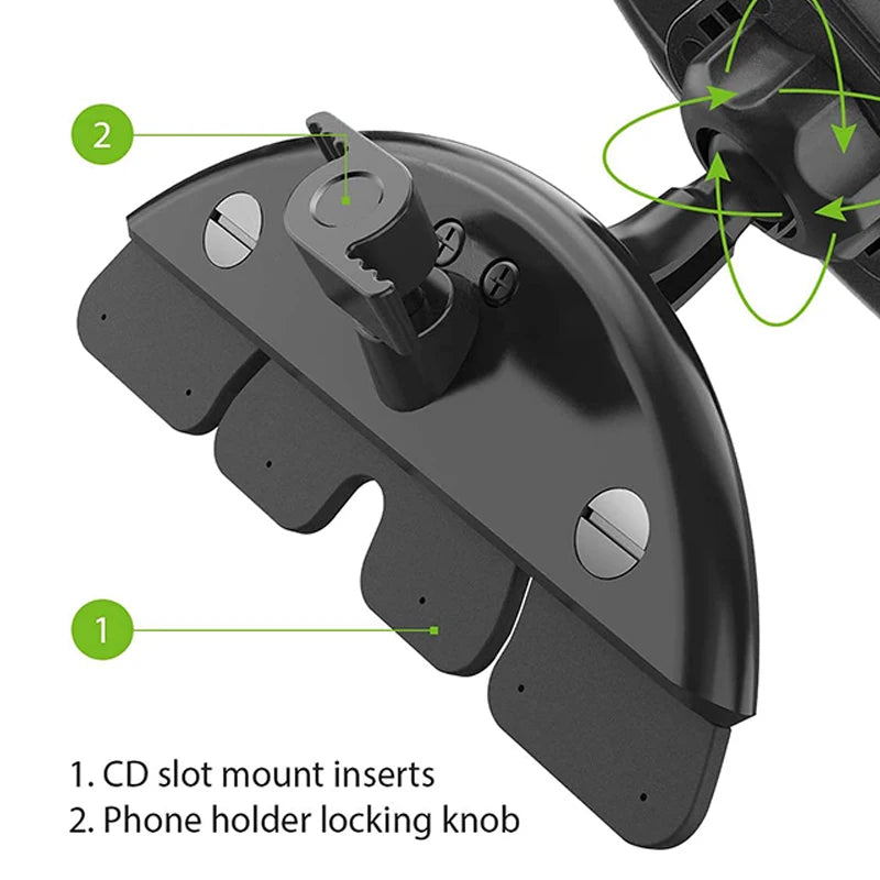 17mm Ball CD Slot Car Mount – Adjustable Phone & Tablet Holder