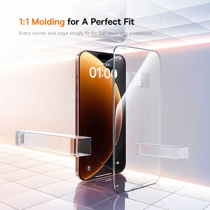 Baseus Crystal HD Tempered Glass iPhone 17 16 15 14 13 12 Pro Max Anti-Spy Dust-Free 0.33mm 95% Clear
