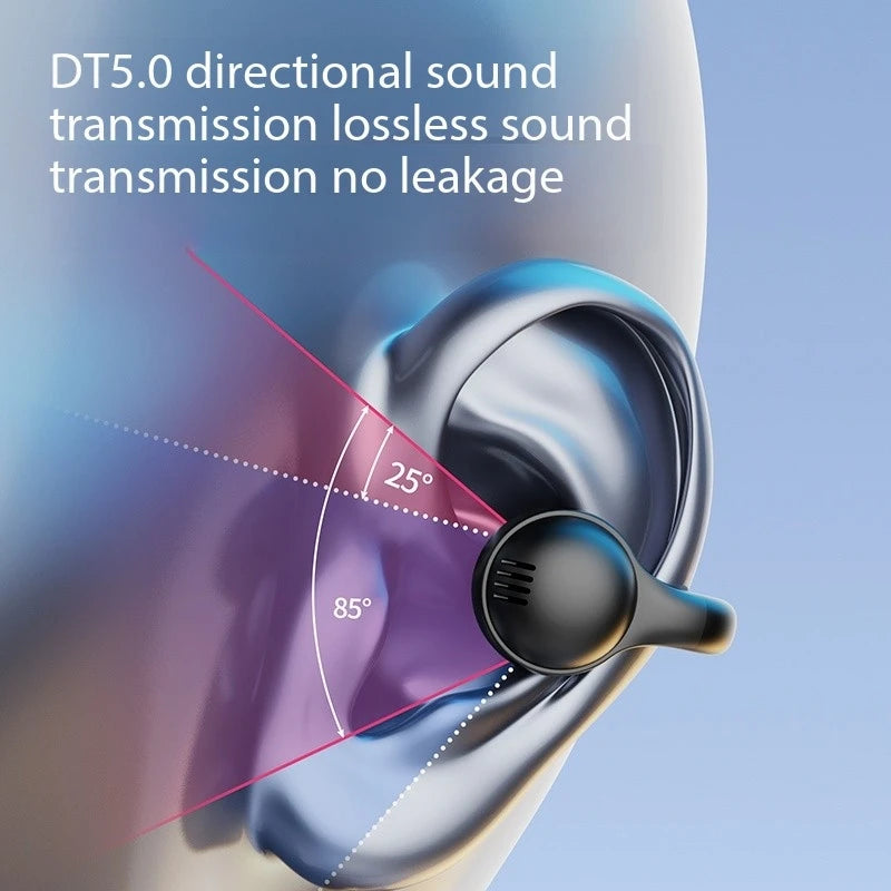 BT 5.3 Mirror Ear Clip Headphones | Digital Display OWS | HiFi Lossless AAC | Sport Wireless
