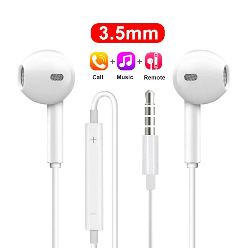 Wired Earbuds – 3.5mm & Type-C HiFi Stereo Headphones with Mic