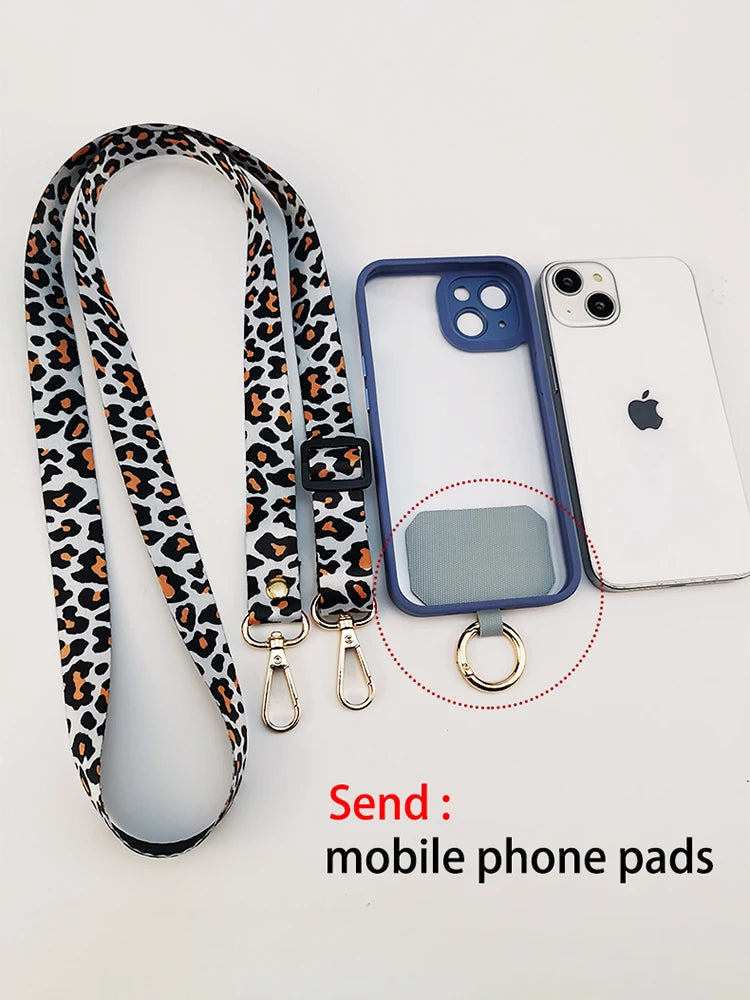 Leopard Print Crossbody Phone Lanyard with Adjustable Neck Strap