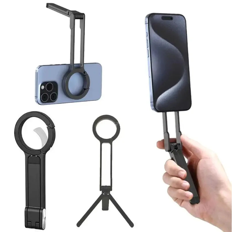 VIKEFON Magnetic Carabiner Phone Tripod – Foldable Selfie Stick Stand