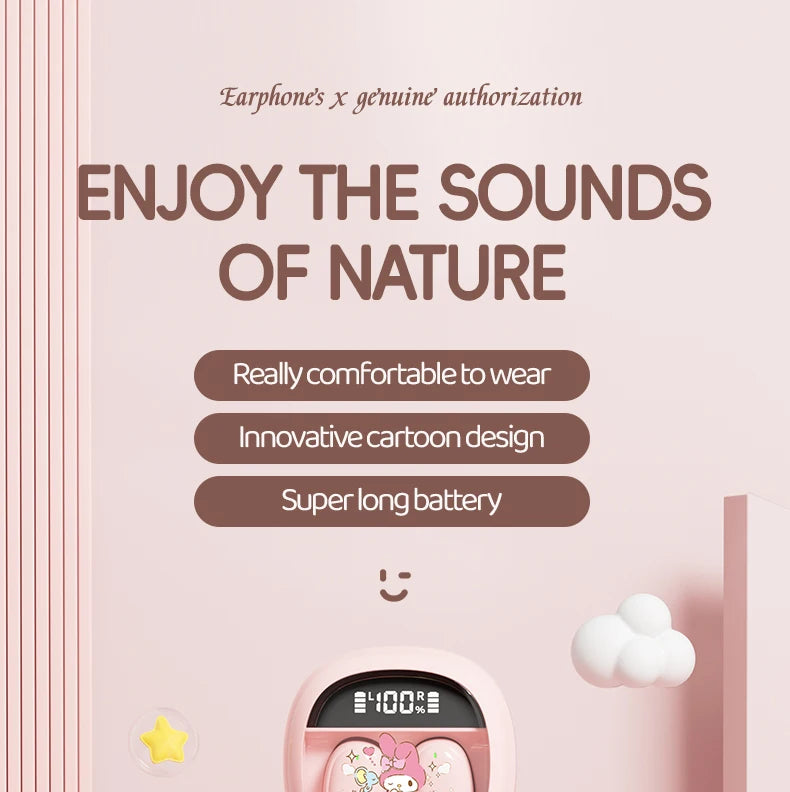 Hello Kitty Wireless Earbuds with Waterproof Charging Case