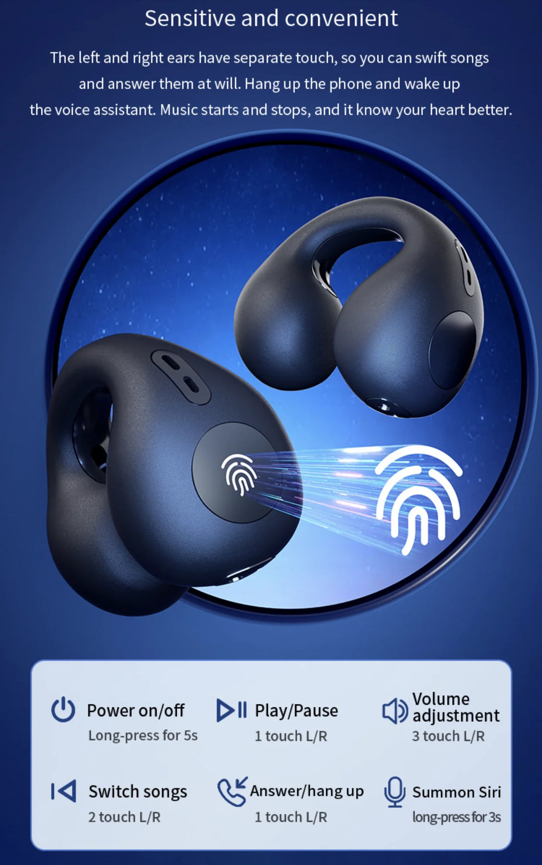 BUNKIMX A02 Wireless Ear Hook Earbuds