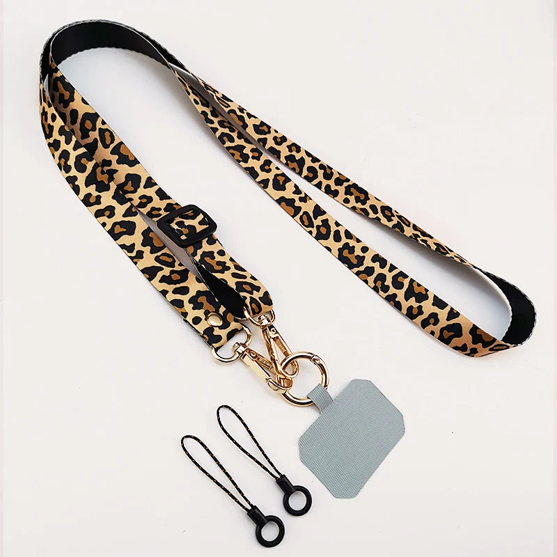 Leopard Print Crossbody Phone Lanyard with Adjustable Neck Strap