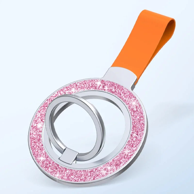 QGhappy MagSafe Phone Holder – Double Magnetic Grip Ring Stand with Hand Strap
