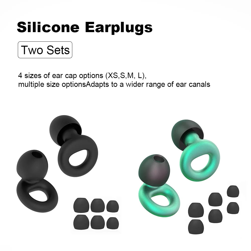 Silicone Earplugs 4 Sizes Hypoallergenic Reusable Noise Reducing
