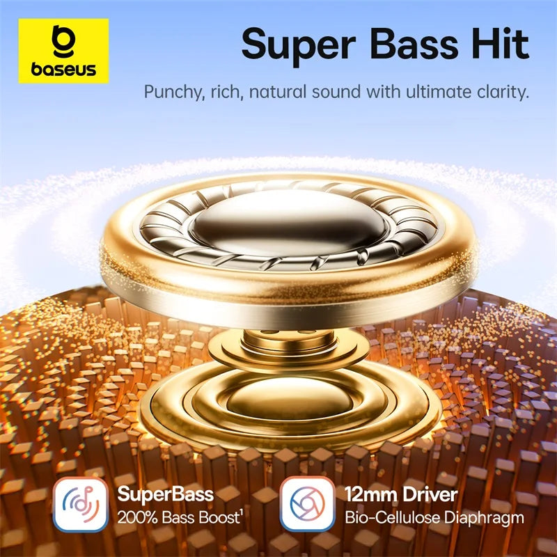 Baseus BC1 Bluetooth 6.0 Open Ear Clip Earbuds | 4-Mic AI | Super Bass | IP55 | 38H