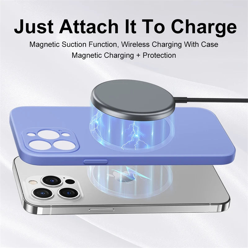 keai MagSafe Liquid Silicone iPhone Case | Magnetic Wireless Charging Cover iPhone 15–8 XR XS X