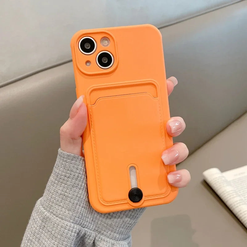 iPhone 16 15 14 Silicone Card Holder Case with Full Camera Protection — iPhone 16 Silicone Card Holder Case